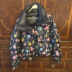 Floral Black Puffer Jacket